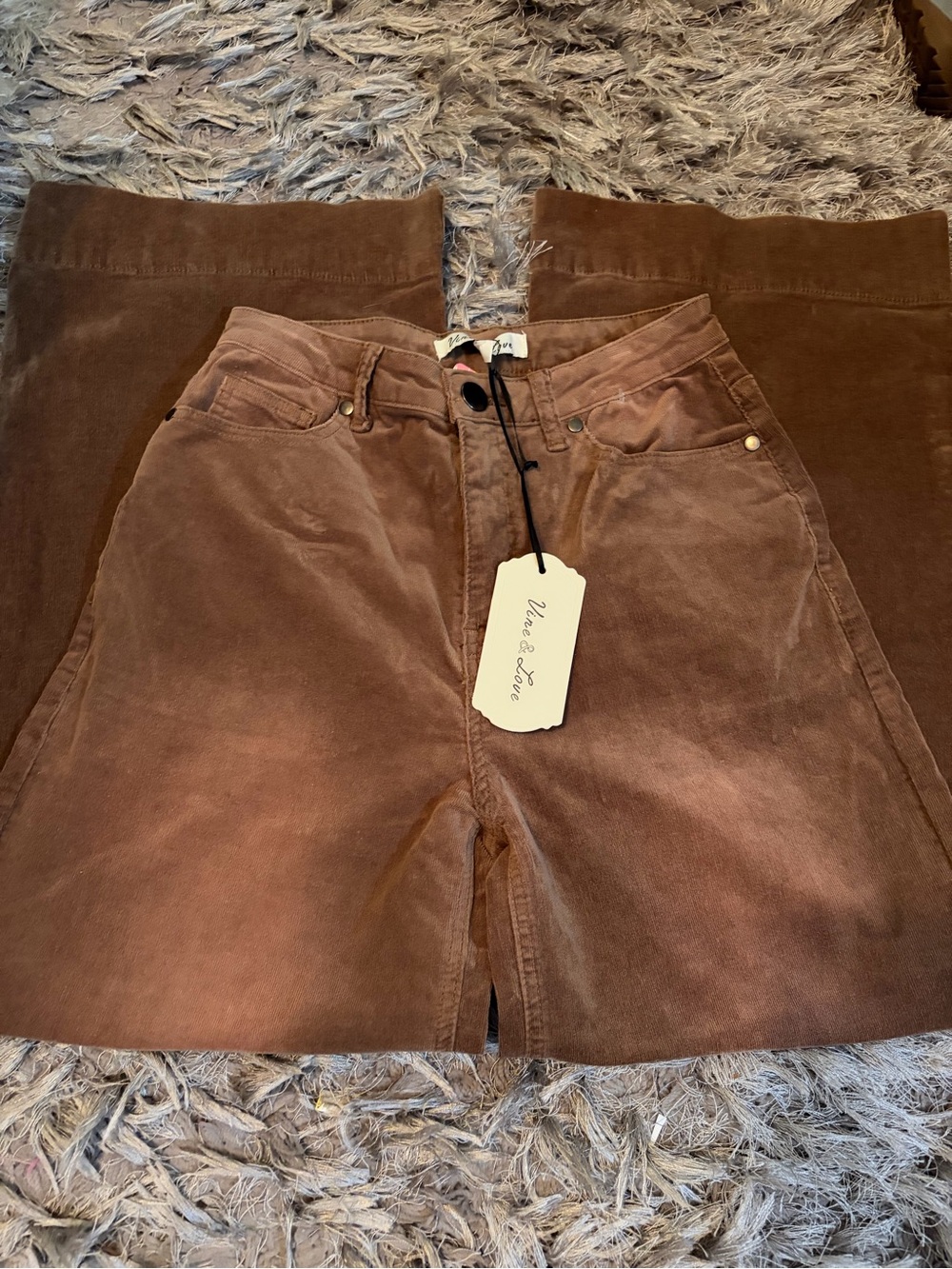 Vine & Love Brown Corduroy Wide Leg Jeans